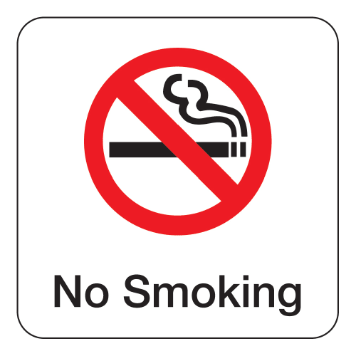 Sign - No Smoking, 3x3, White/Black & Red Print